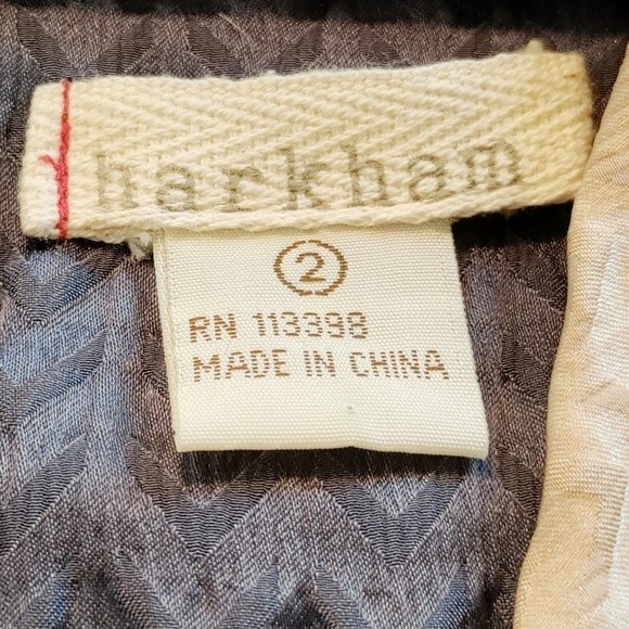 Harkham 100% Silk Sleeveless Slate Blue Gray‎ & Apricot Evening Cocktail Dress - Picture 6 of 6